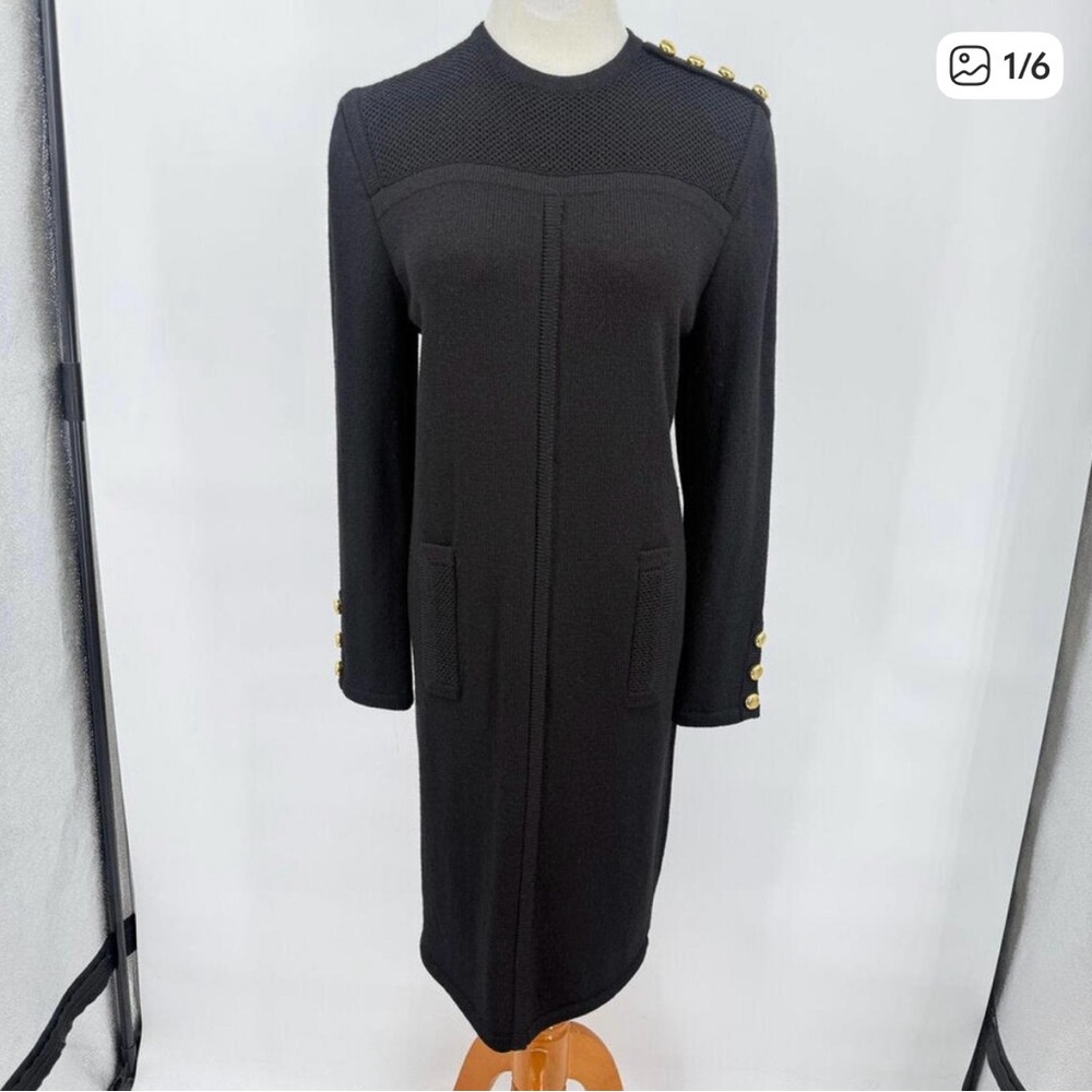 Women's Saks 5th Ave Vintage Don Sayres Wellmore Black Wool Blend Knit
Dress 12